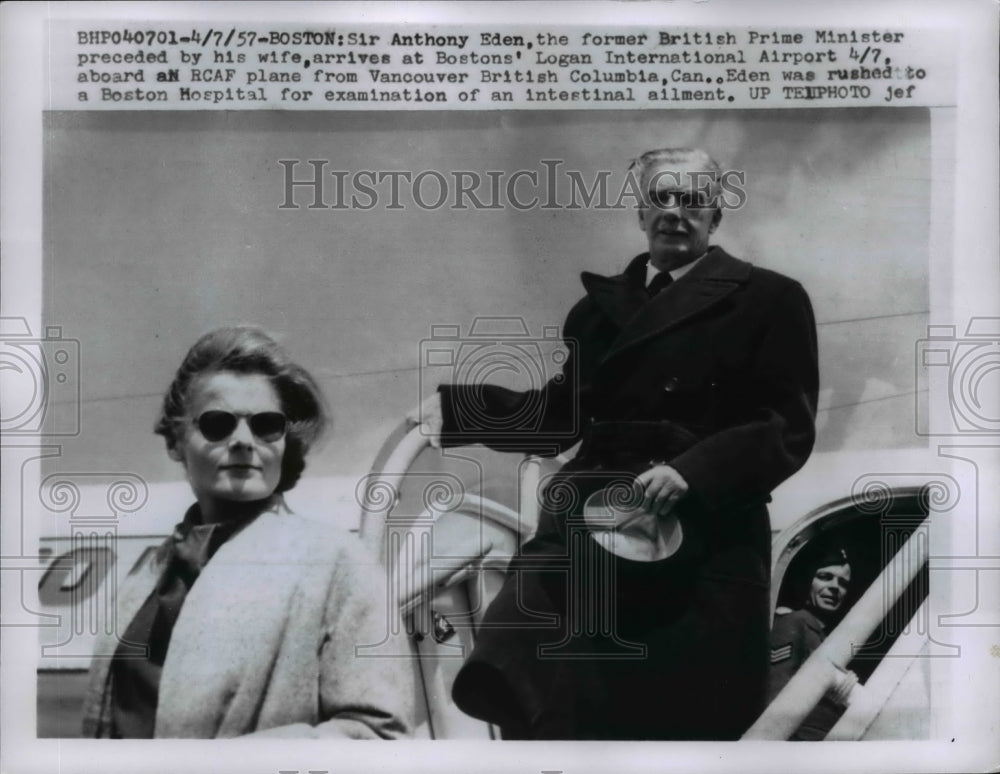 1957 Press Photo Sir Anthony Eden, British Prime Minister arrived at Boston