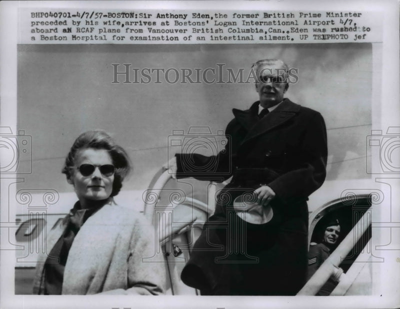 Load image into Gallery viewer, 1957 Press Photo Sir Anthony Eden, British Prime Minister arrived at Boston
