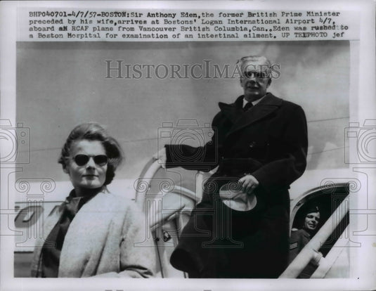 1957 Press Photo Sir Anthony Eden, British Prime Minister arrived at Boston