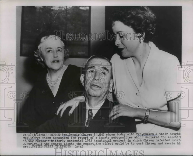 Load image into Gallery viewer, 1954 Press Photo Senator Dennis Chavez with Family Denounces Senate Committee
