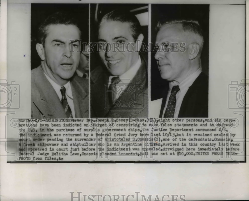 1954 Press Photo Joseph Casey and Accomplices Indicted for False Statements