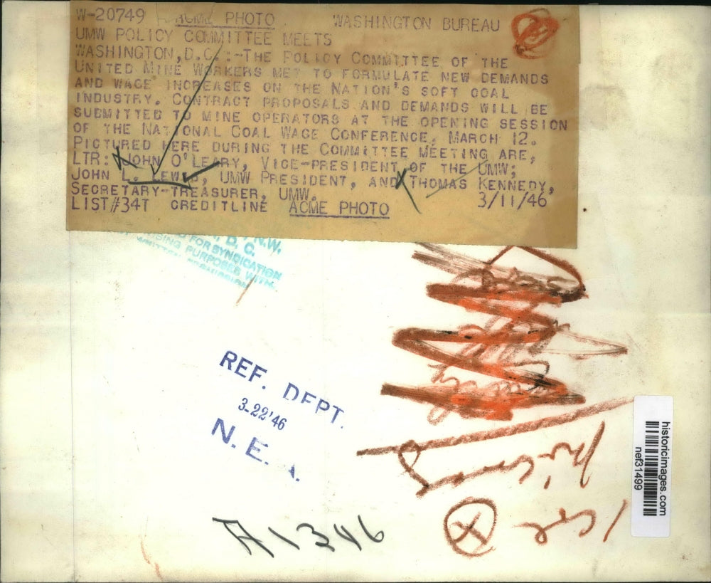 1946 Press Photo John L. Lewis at United Mine Workers Committee Meeting