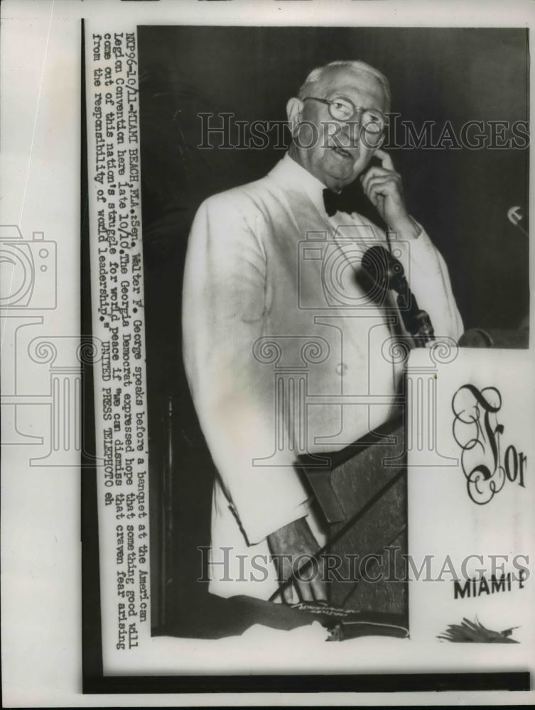1955 Press Photo Senator Walter F George Speaks at American Legion Convention