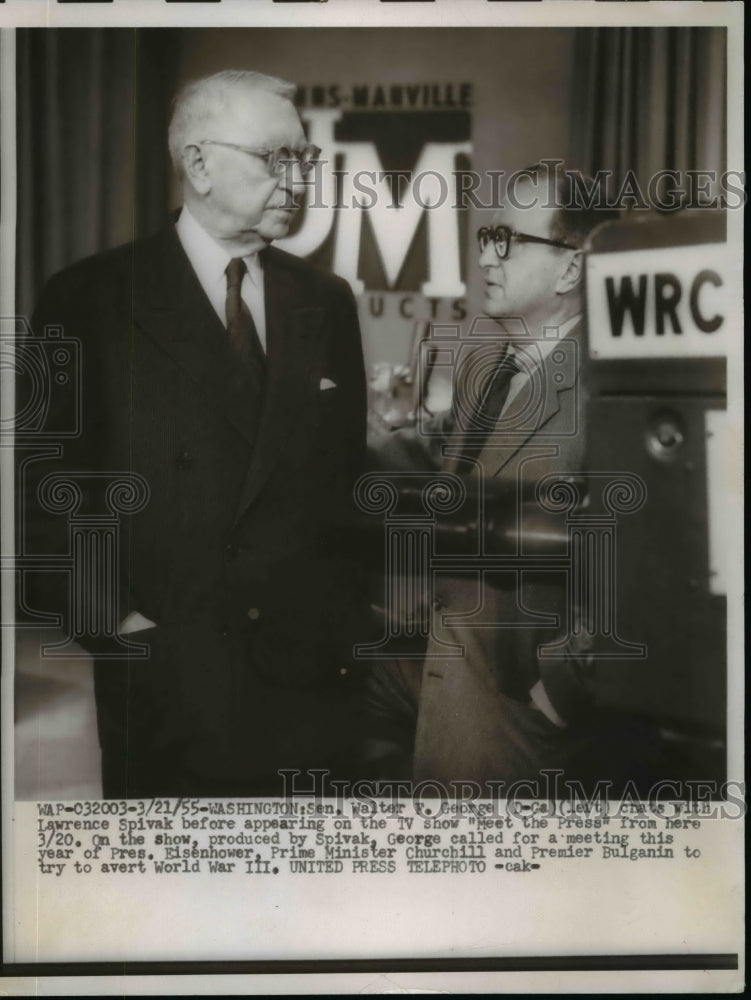 1955 Press Photo Senator Walter F George Appearing on Meet the Press