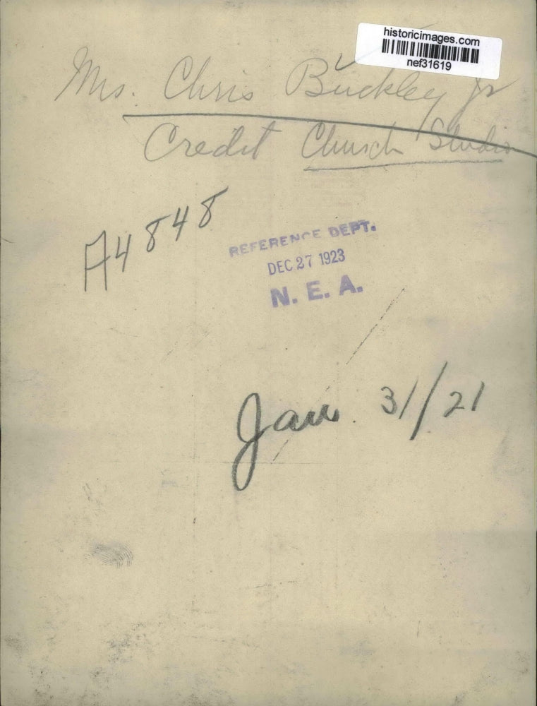 1921 Press Photo Mrs. Chris Buckley Jr, - nef31619