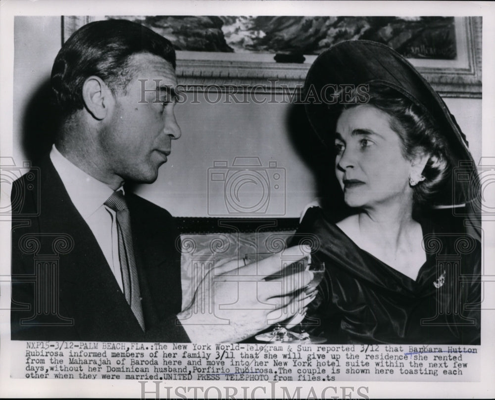 1934 Press Photo Mrs. Rubirosa is giving up residence at Maharajah of Baroda