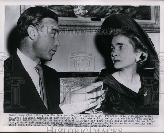 1934 Press Photo Mrs. Rubirosa is giving up residence at Maharajah of Baroda