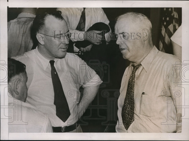 Load image into Gallery viewer, 1938 Press Photo Robert B. Armstrong, Arthur Kjellquist, Railroad Strike Leaders
