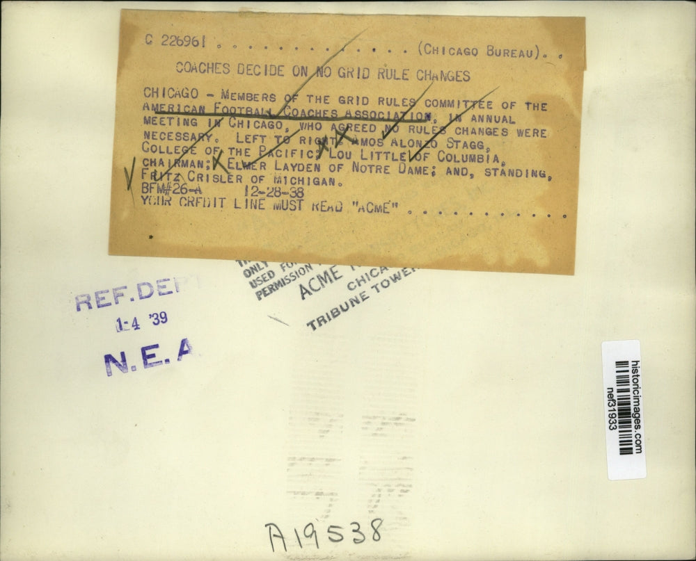 1938 Press Photo American Football Coaches Association Meeting in Chicago