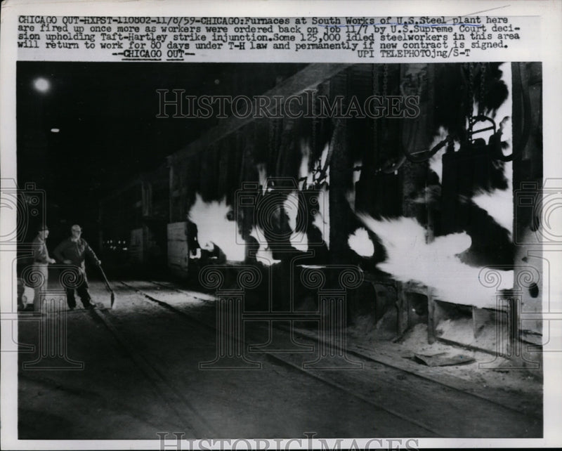 Load image into Gallery viewer, 1959 Press Photo South Works US Steel Plant Furnaces After Injunction is Held Up
