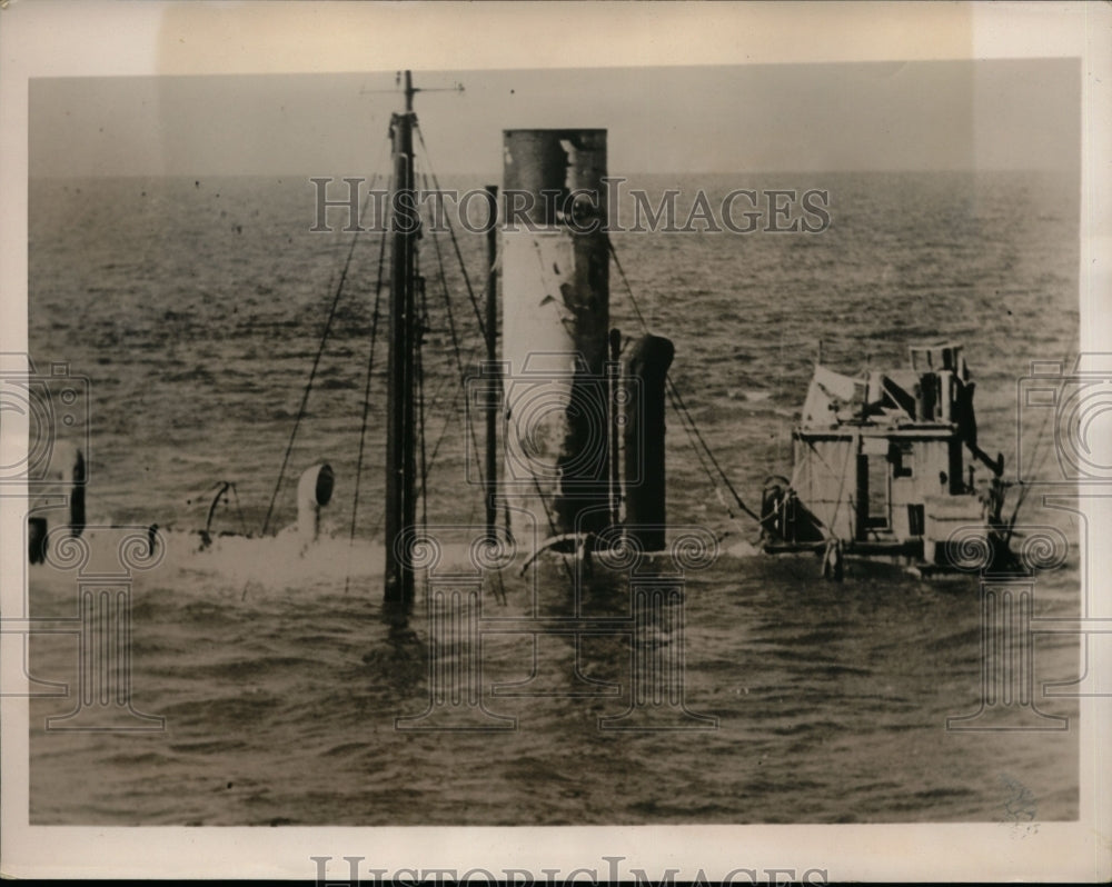 1940 Press Photo Sunken British Navy Freighter Ship - nef32132- Historic Images