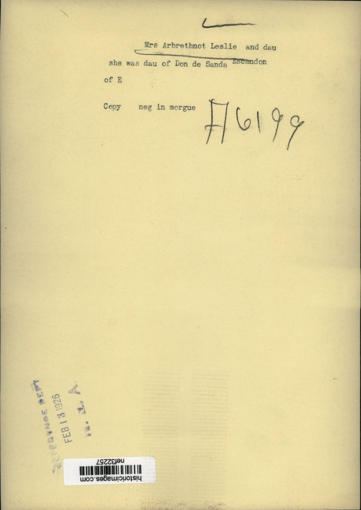 1926 Press Photo Mrs. Arbrethnot Leslie and Daughter - nef32257