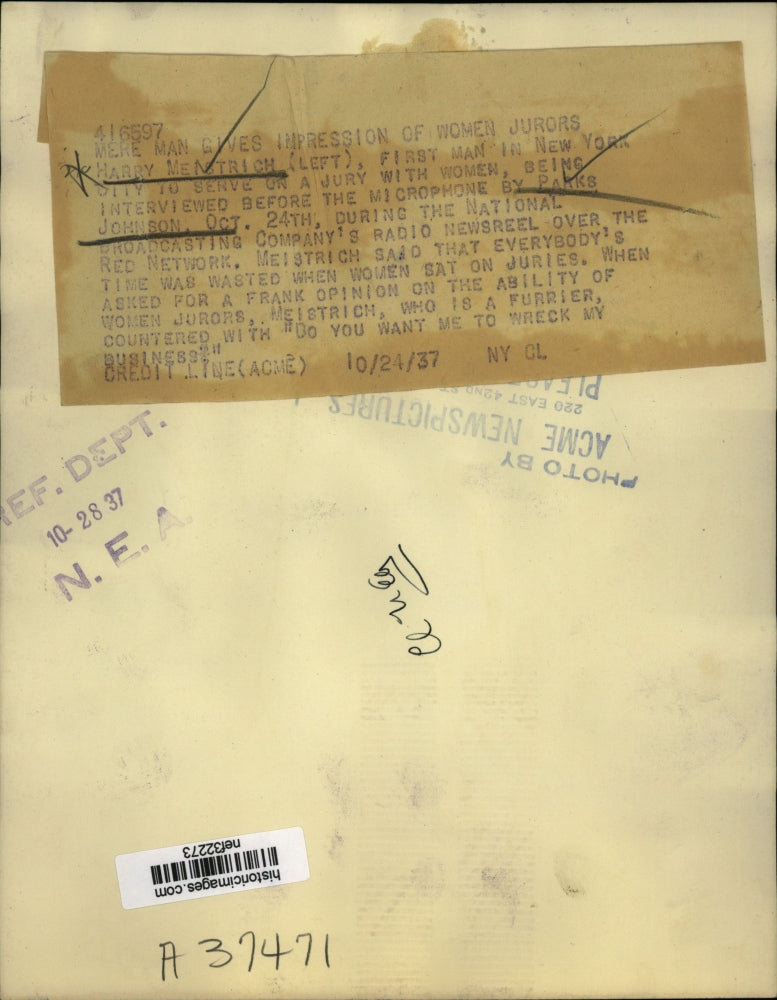 1937 Press Photo Harry Meistrich being interviewed by Parks Johnson - nef32273