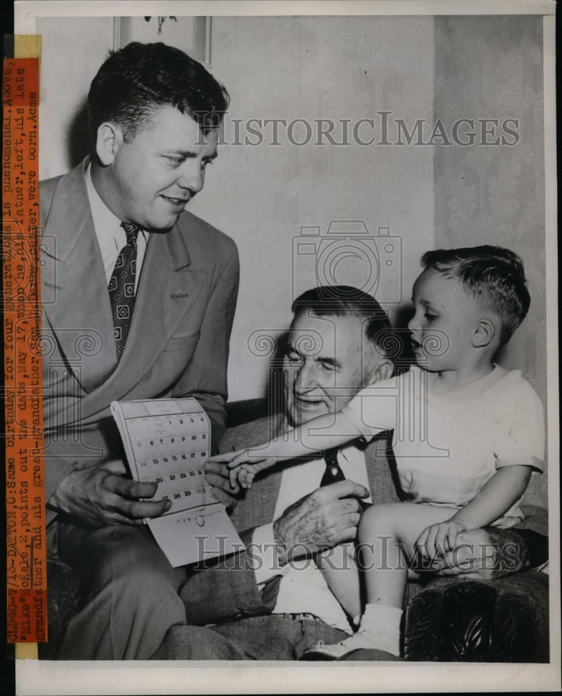 Load image into Gallery viewer, 1946 Press Photo Robert E. "Mike" McKale &amp; Family, 4 Generations Same Birthday
