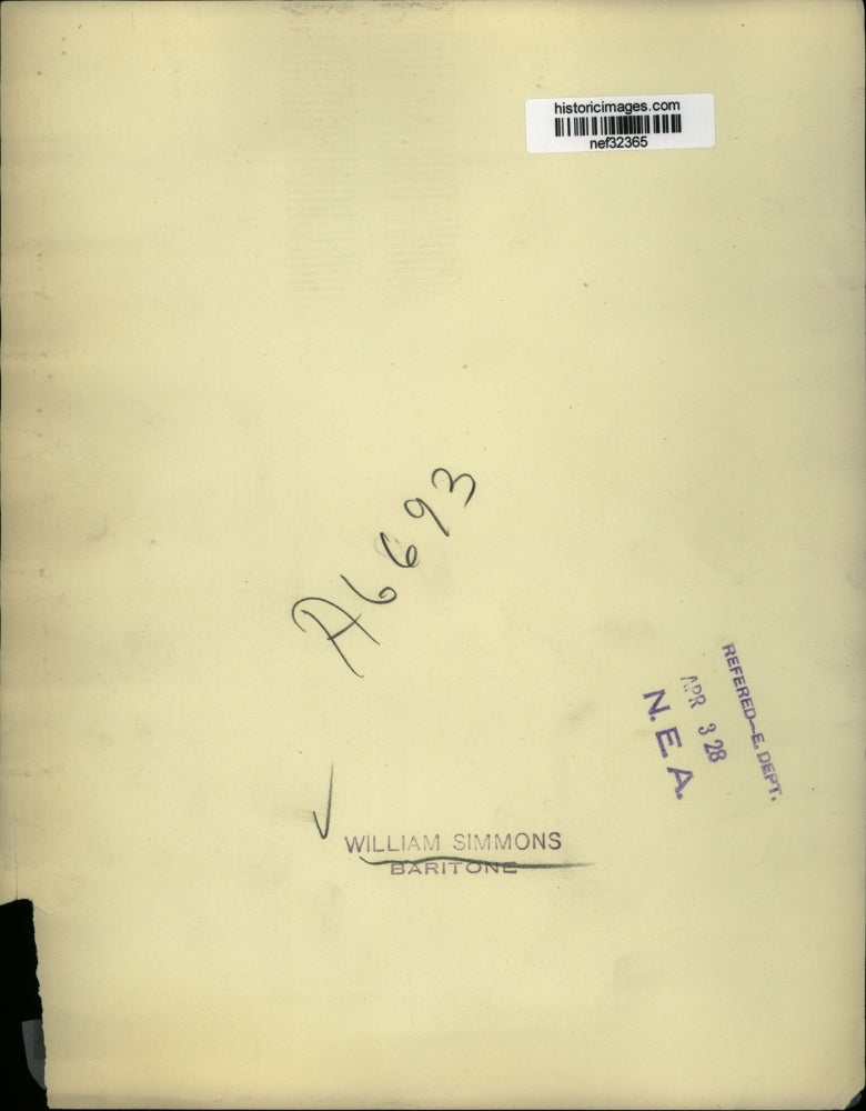 1928 Press Photo William Simmons, Baritone Singer - nef32365