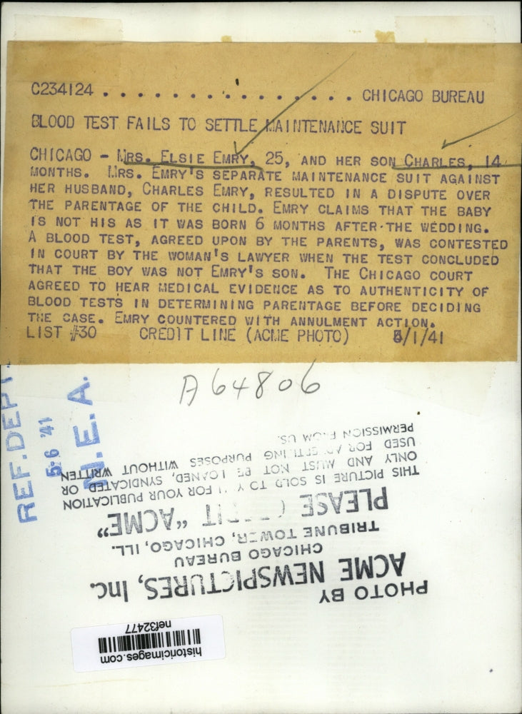 1941 Press Photo Mrs Elsie Emry & Son Charles in Court for Paternity Suit