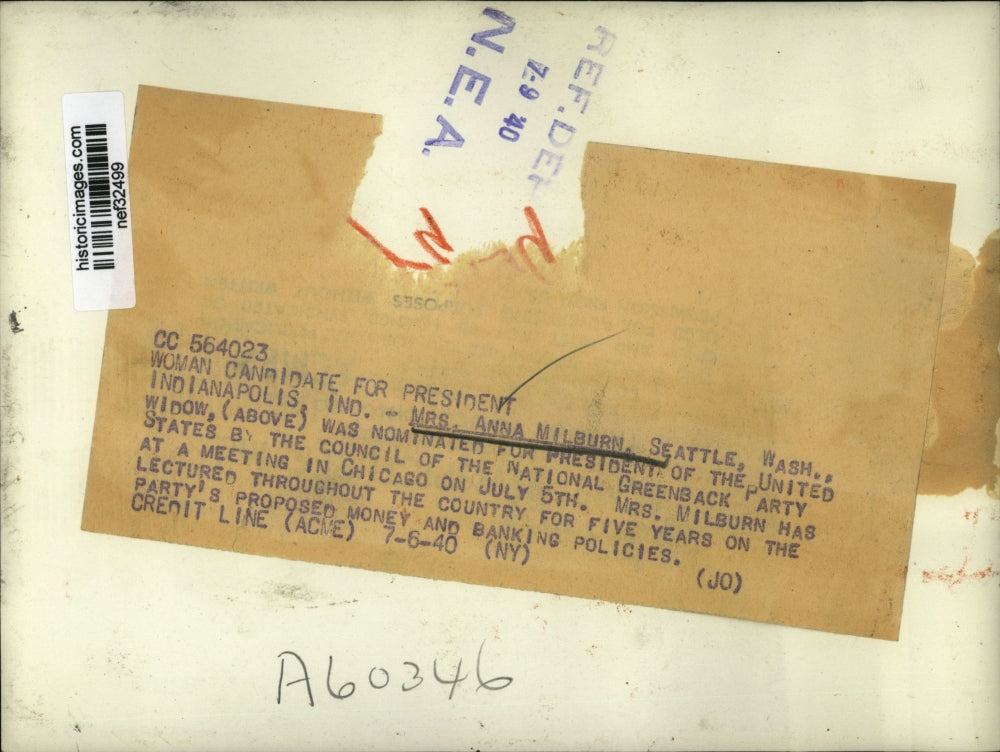 1940 Press Photo Anna Milburn Nominated of Washington, Nominated for President