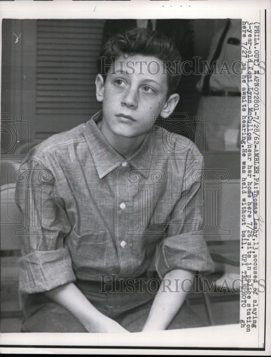 1962 Press Photo Thomas Leahy Accused of Joni Lynn McCullom Murder, Ambler, PA