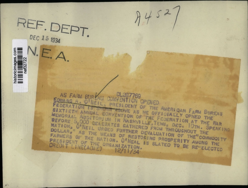 1934 Press Photo Edward A. O'Neil Speaking at American Farm Bureau Convention