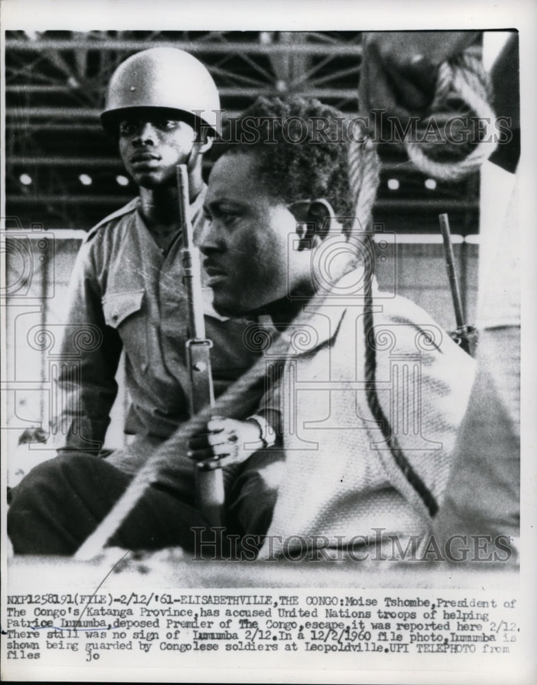 Load image into Gallery viewer, 1961 Press Photo Moise Tshombe Accuses U.N. Troops of Helping Patrice Immumba

