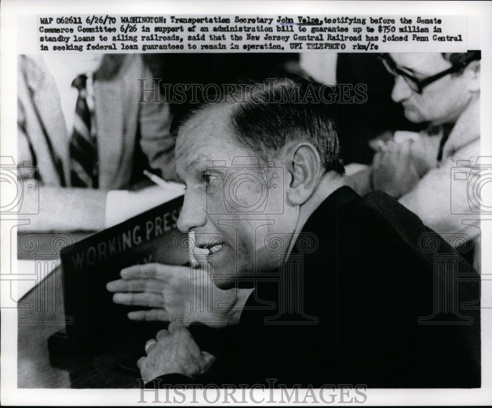 1970 Press Photo John volpe at Senate Commerce Hearing - nef32830
