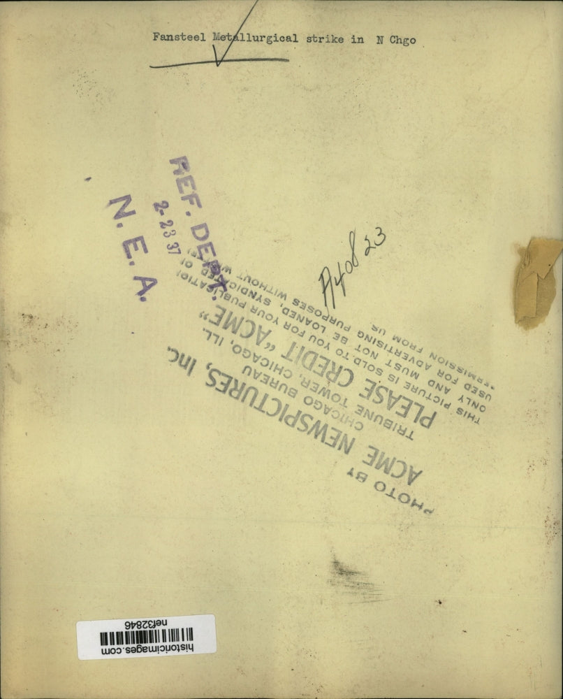 1937 Press Photo Fansteel Metallurgical North Chicago Strike - nef32846