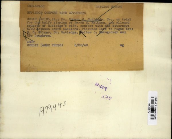 1949 Press Photo Dr Robert Rutledge on Trial for Byron Hattman Murder ...