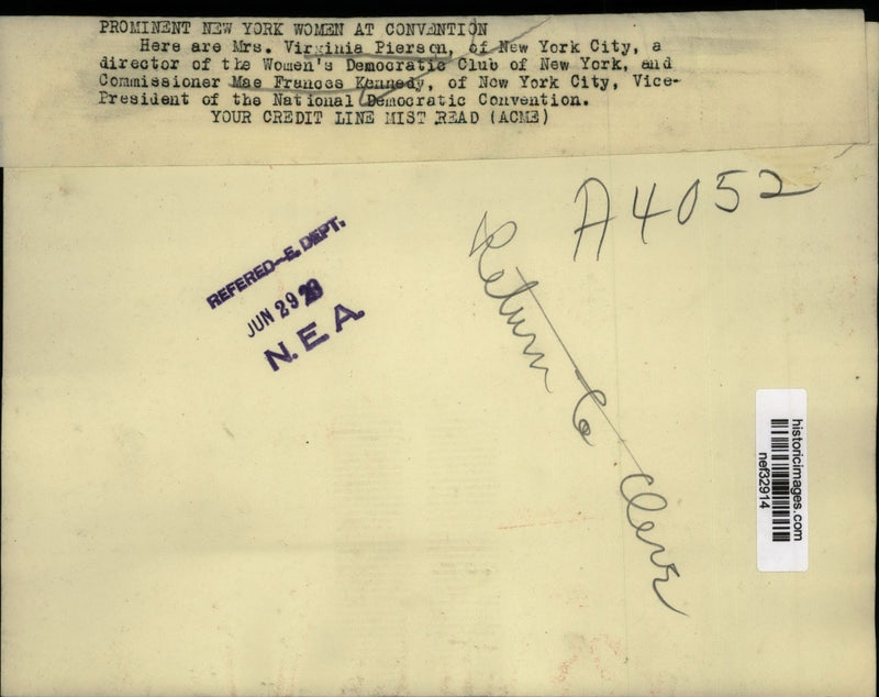 Load image into Gallery viewer, 1929 Press Photo Virginia Pierson, Frances Kennedy at National Democratic Conv.
