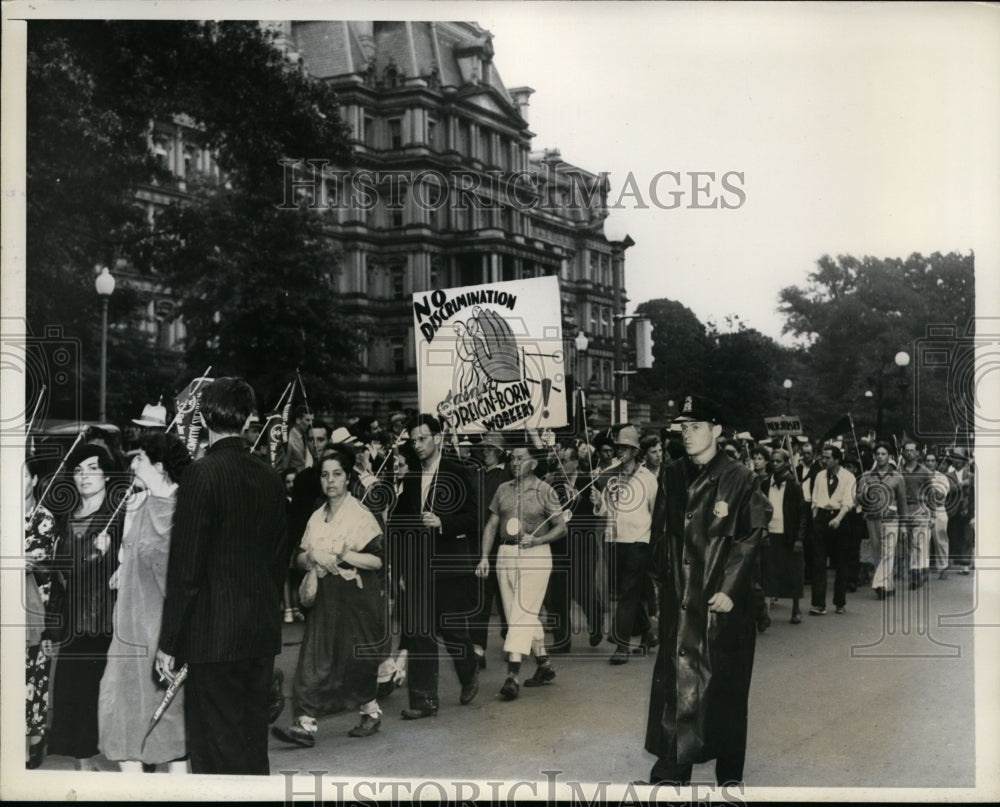 1937 Press Photo Workers Alliance Members Marching in Washington, DC - nef32924