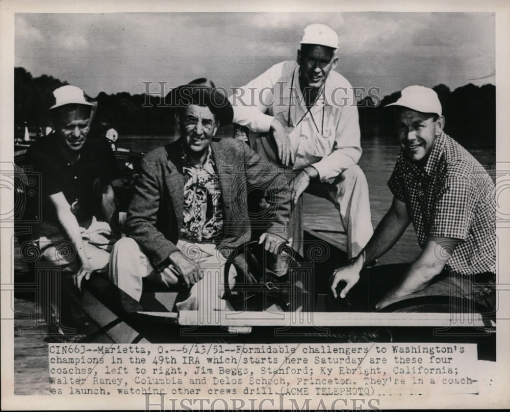 1951 Press Photo Coaches Jim Beggs, Ky Ebright, Walter Raney, Delos Scoch