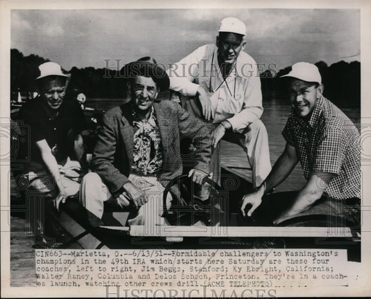 1951 Press Photo Coaches Jim Beggs, Ky Ebright, Walter Raney, Delos Scoch