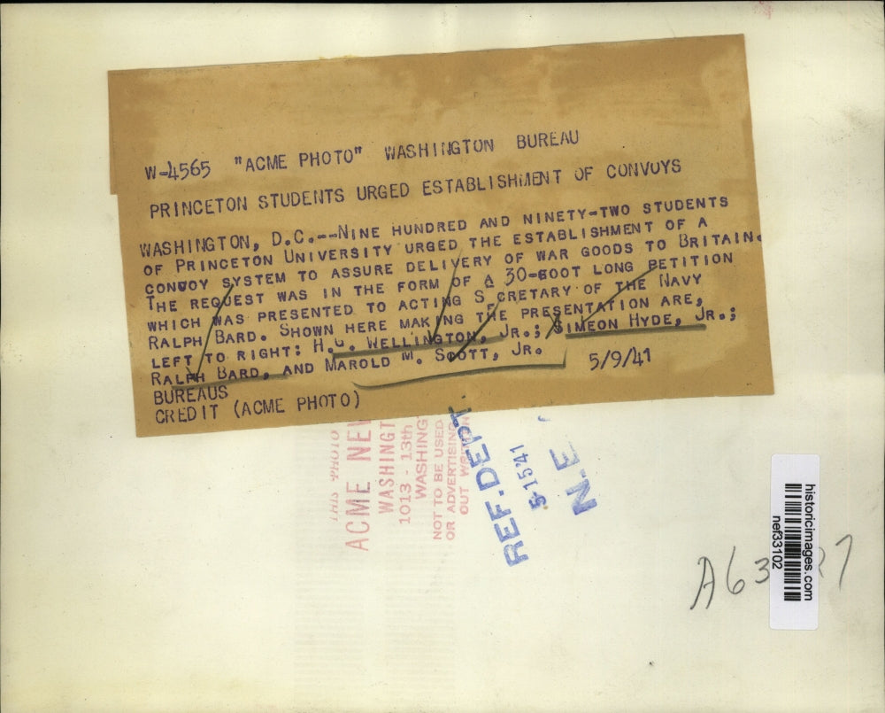 1941 Press Photo Princeton Univer Students Urge Establishment of Convoy System