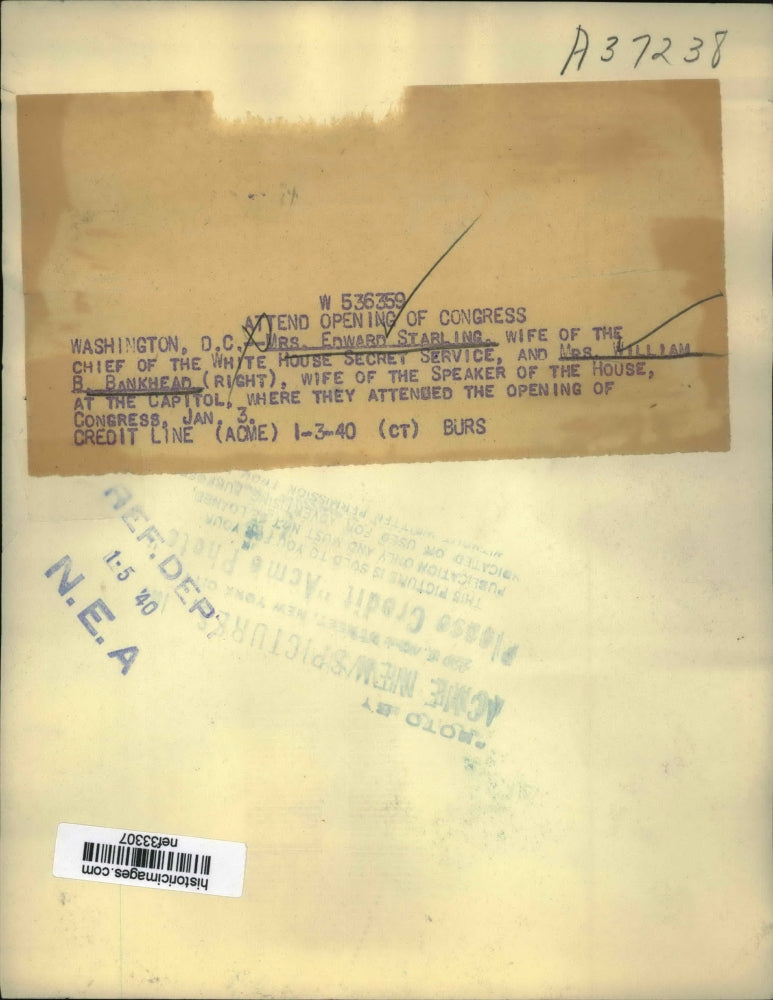 1940 Press Photo Wives Attend Opening of Congress January 3rd - nef33307