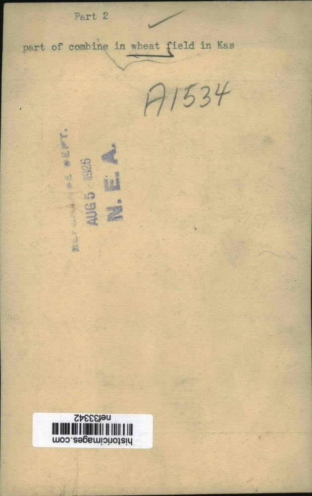 1926 Press Photo Combine in Wheat Field, Kansas - nef33342