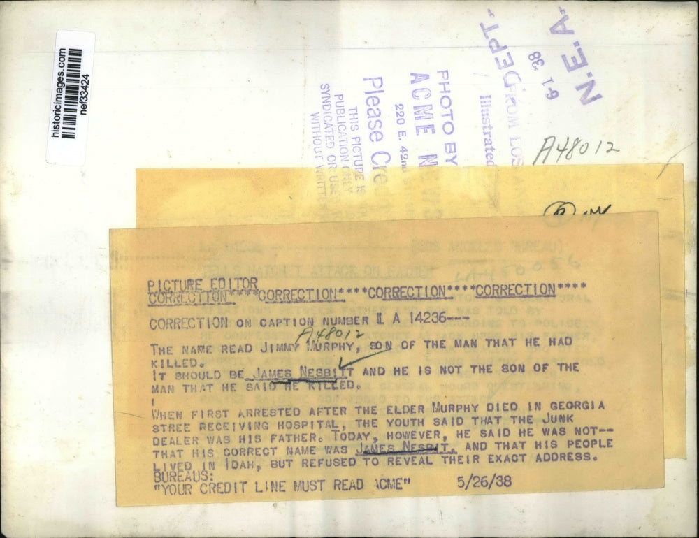 1938 Press Photo James Nebitt Holding Hatchet - nef33424