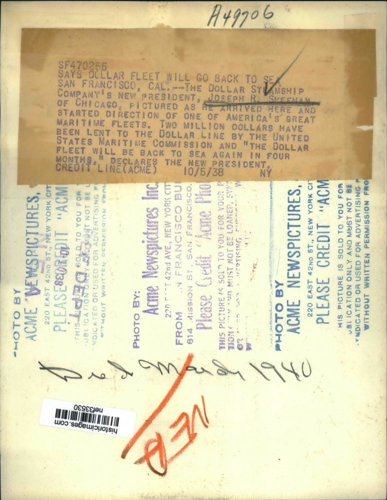 1938 Press Photo Joseph R. Sheehan in San Francisco - nef33530