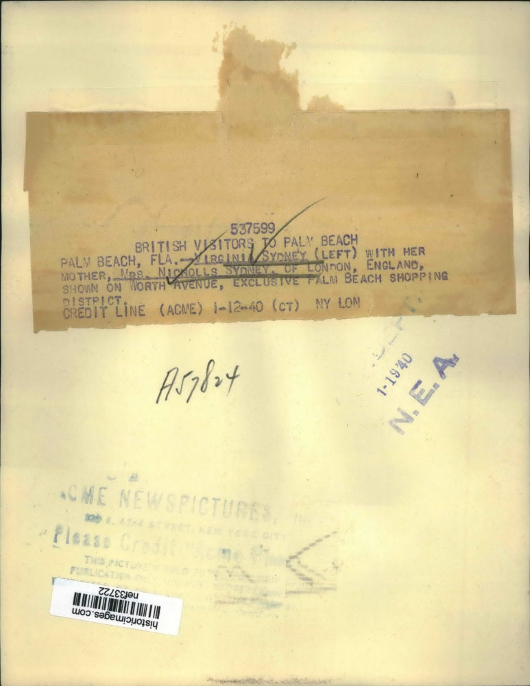 1940 Press Photo British Visitors Virginia Sydney and Mother Mrs. N. Sydney