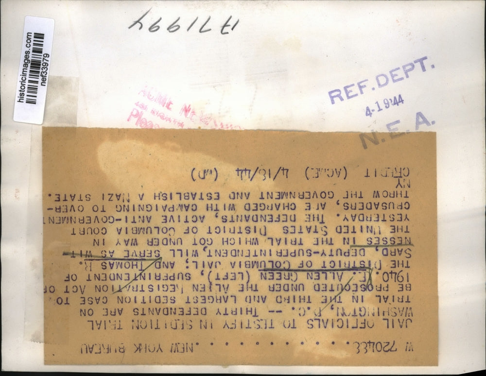 1944 Press Photo Jail Officials Testify in Sedition Trial of 30 Defendants