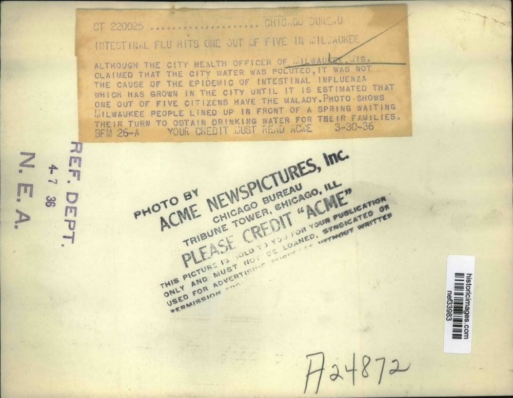 1936 Press Photo One in Five Milwaukee, WI Citizens Develop Intestinal Influenza