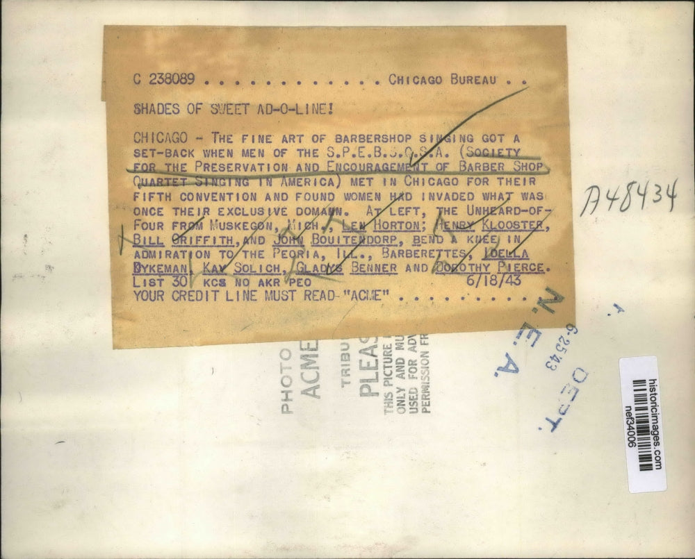 1943 Press Photo Men of S.P.E.B.S.Q.S.A met in Chicago for fifth Convention