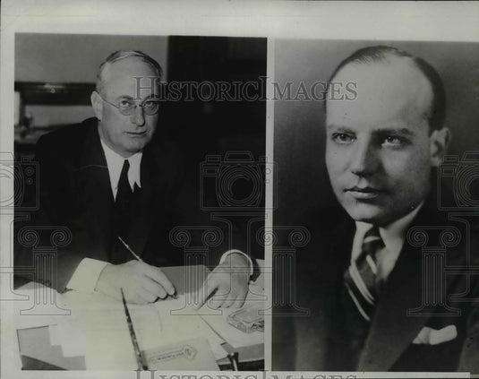 1933 Press Photo George P. Sullivan, Thomas W. McMeekin of Roger Touhy Trial