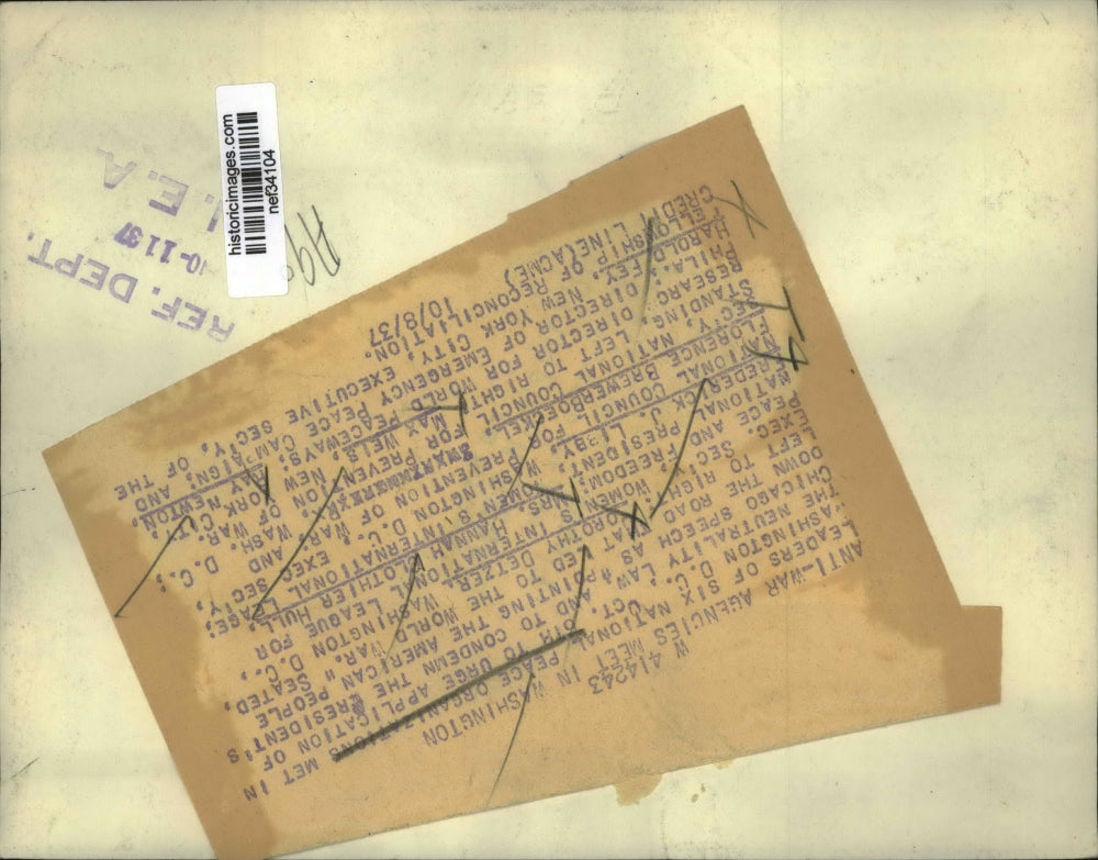 1937 Press Photo Leaders of Six National Peace Organizations Meet in D.C.