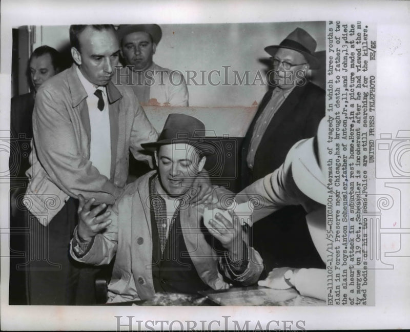 Load image into Gallery viewer, 1955 Press Photo Anton Scheussler after seeing the bodies of his murdered sons
