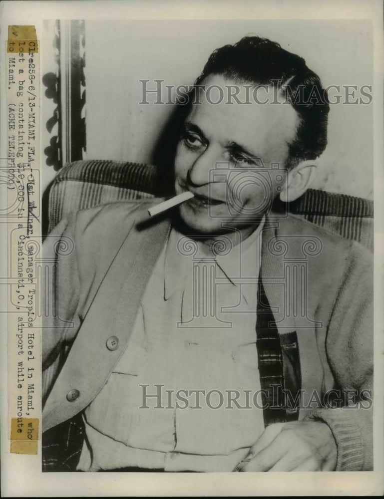 1947 Press Photo Nat Weiner, Lost $19,000 at Cincinnati Airport - nef34360