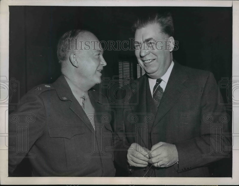 Load image into Gallery viewer, 1946 Press Photo Dwight Eisenhower, Edwin C. Johnson at Military Affairs Hearing

