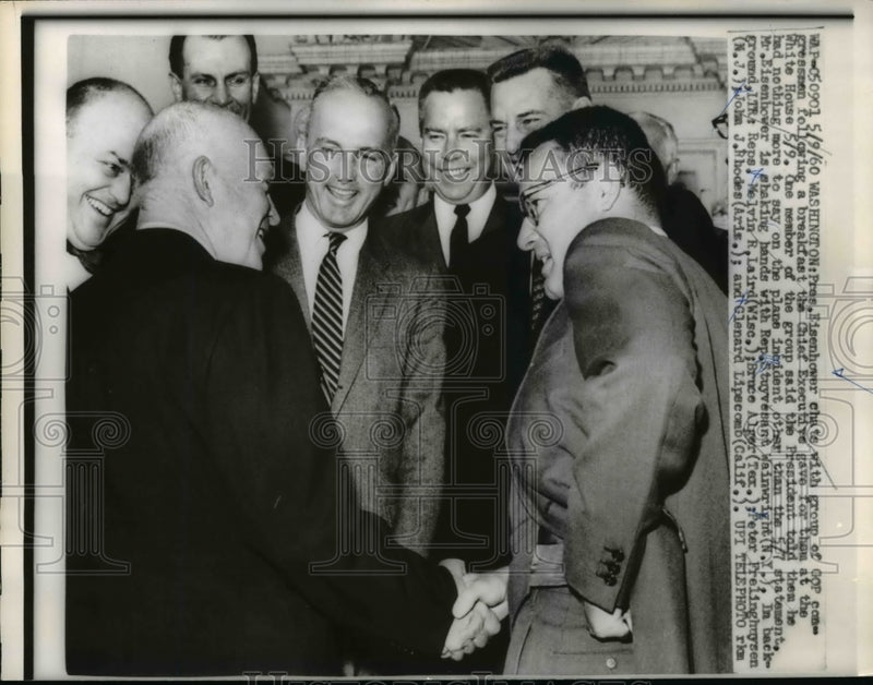 Load image into Gallery viewer, 1960 Press Photo Dwight Eisenhower Greets GOP Congressmen at White House
