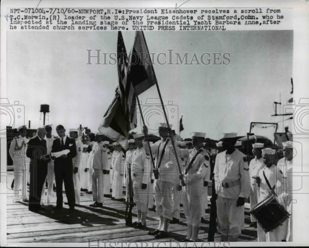 1960 Press Photo Dwight Eisenhower aboard Presidential Yacht Barbara Anne