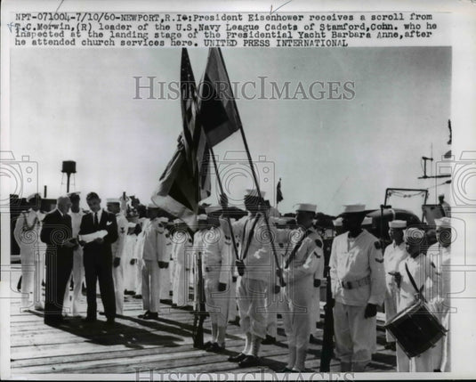 1960 Press Photo Dwight Eisenhower aboard Presidential Yacht Barbara Anne