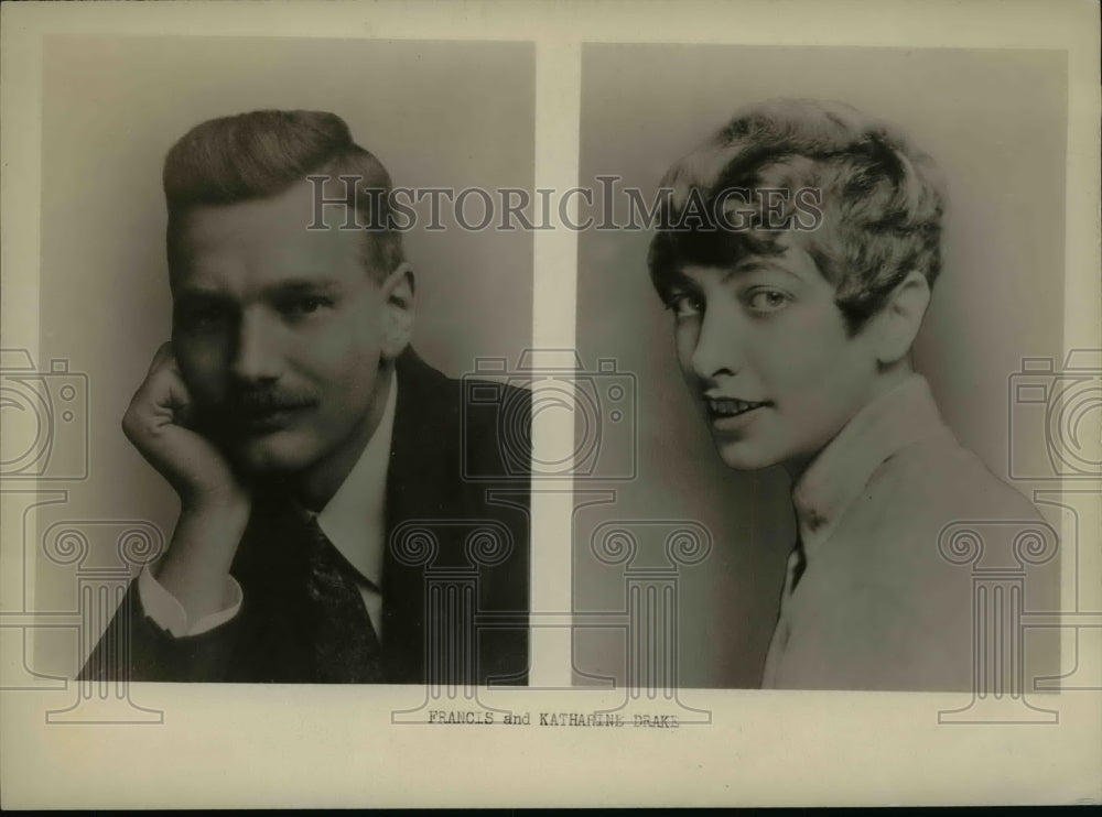 1934 Press Photo Authors Francis & Katharine Drake - nef34477