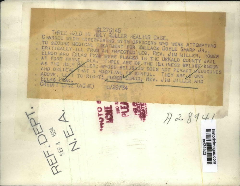 1934 Press Photo Men Charged with Interfering w Wallace Doyle Sharp Jr Treatment